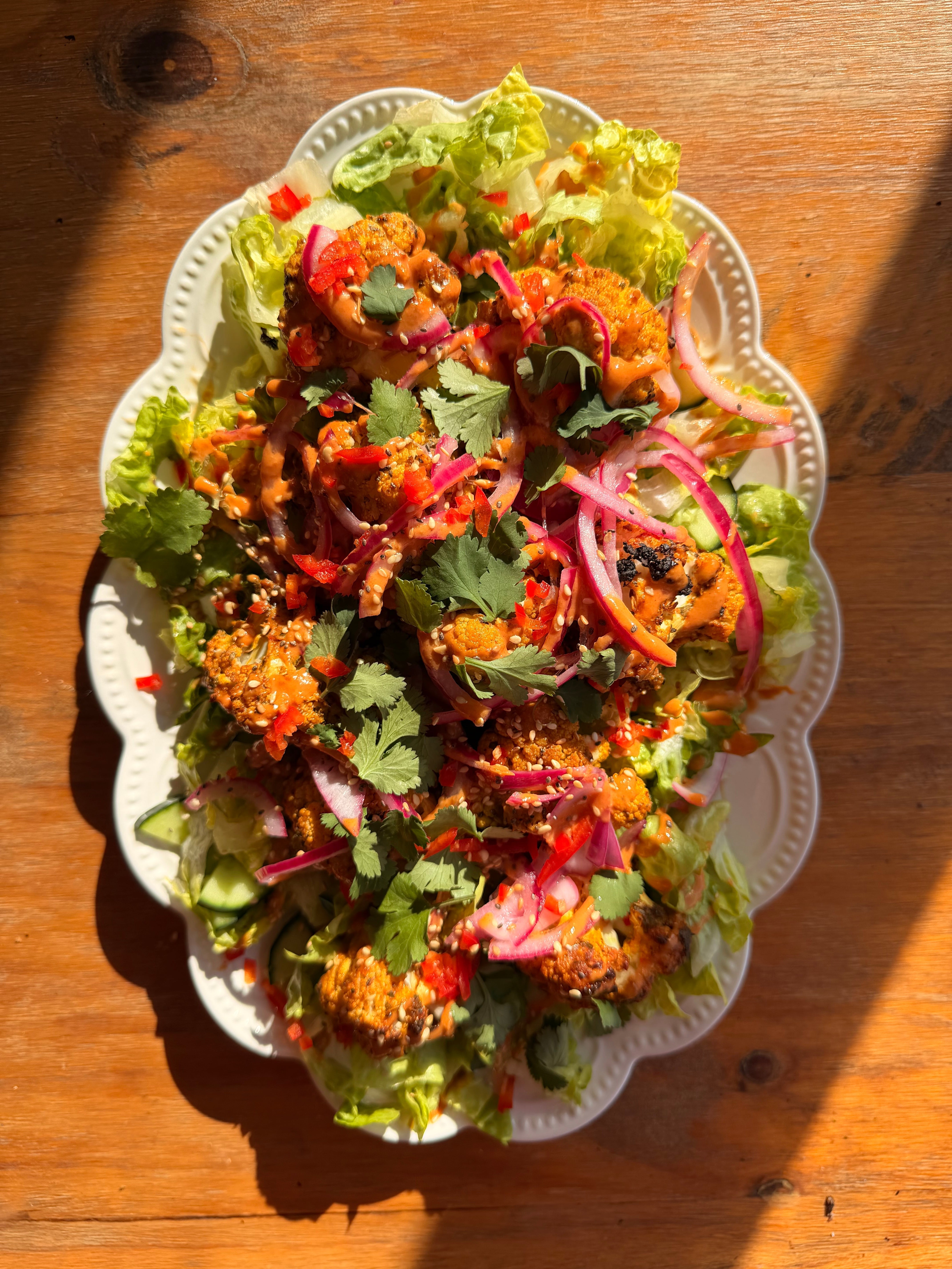 Crispy Gobi Tandoori Warm Salad With When Meat Eats Veg