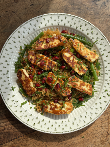 Crispy Rice & Halloumi Salad
