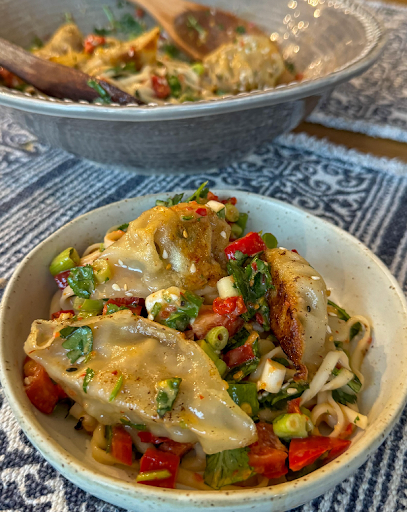 Tahini Gyoza Noodle Salad