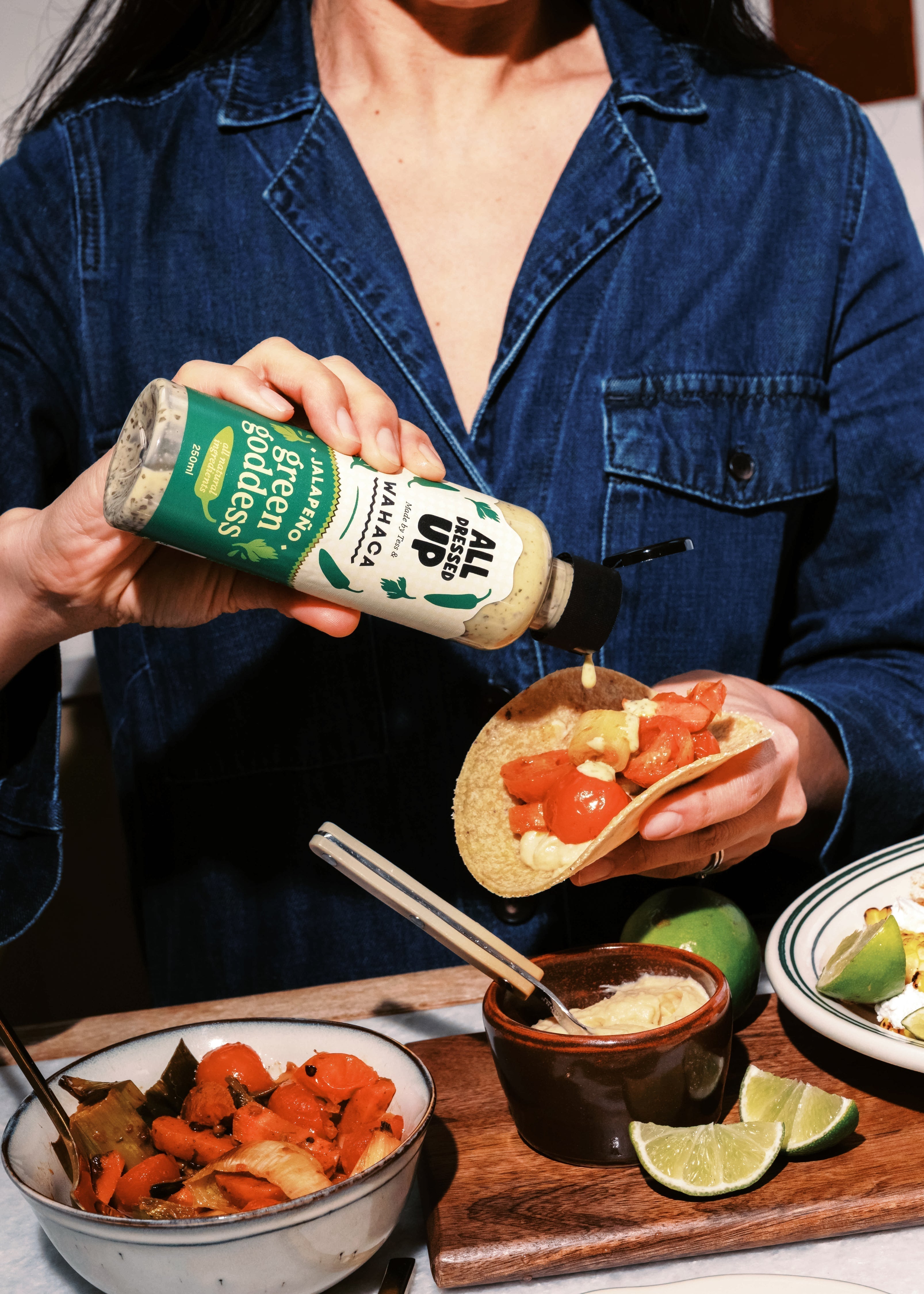 ADU X Wahaca X Oddbox Roasted Summer Veg Tacos With Green Goddess Dressing